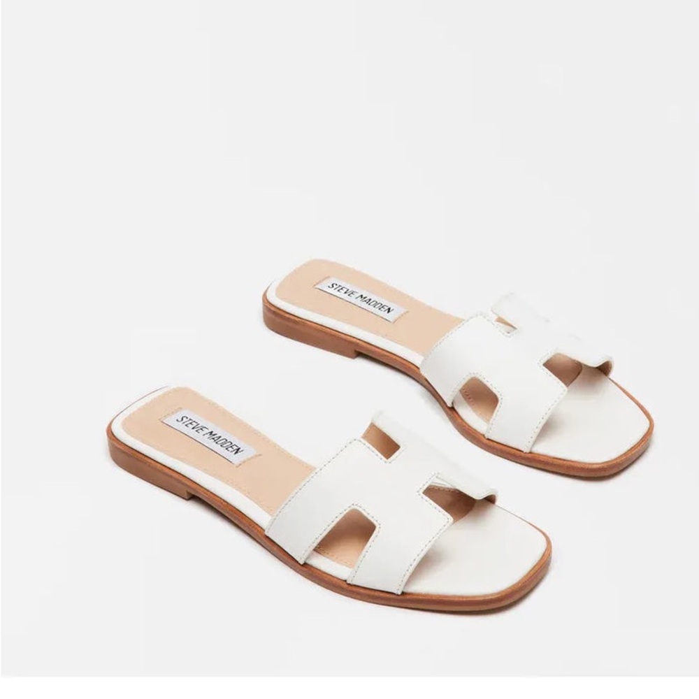 Steve Madden White Slide Sandals